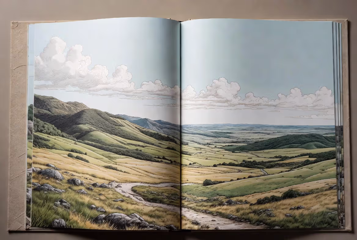 Full spreads create immersive storytelling