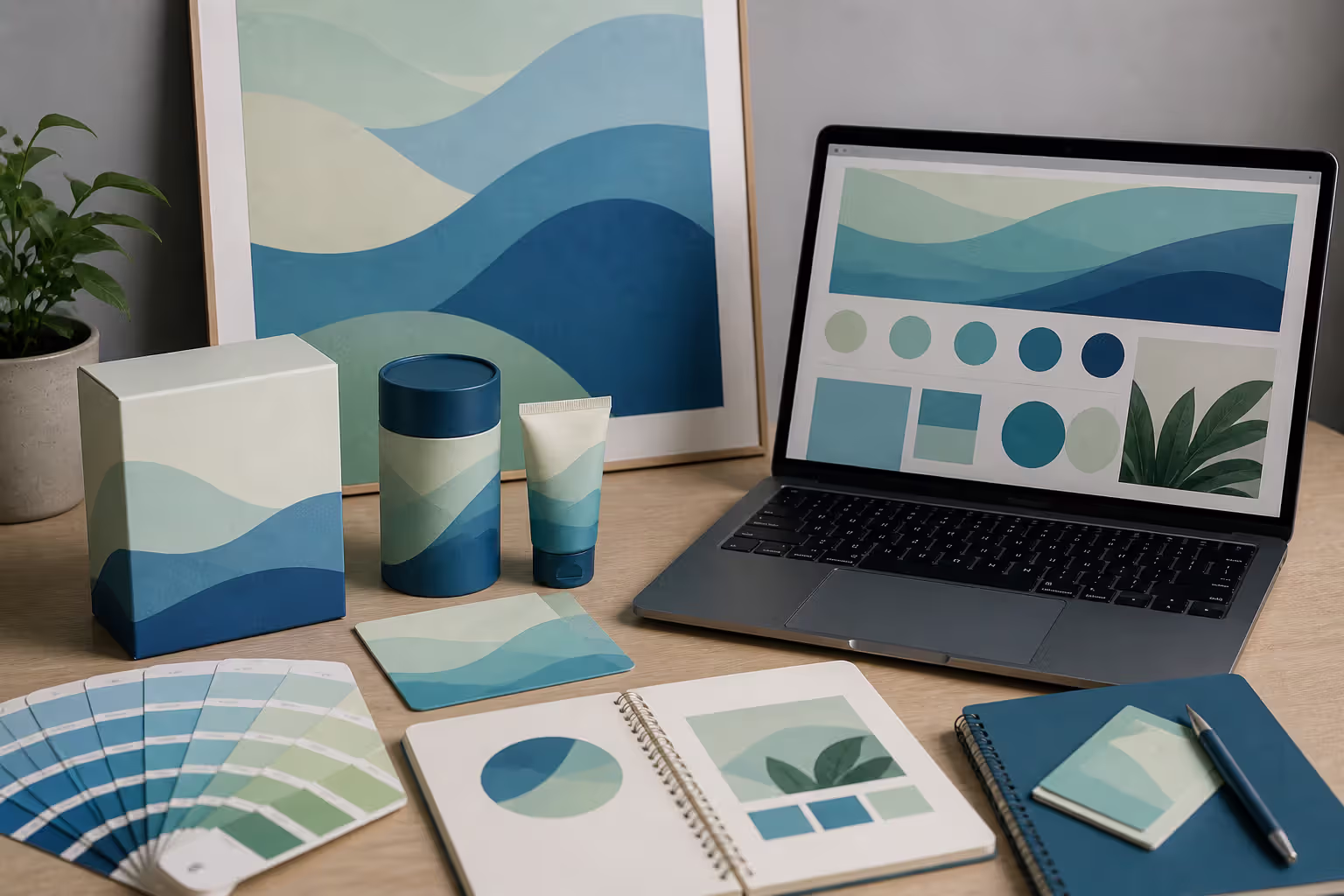real world design using analogous color palette across materials