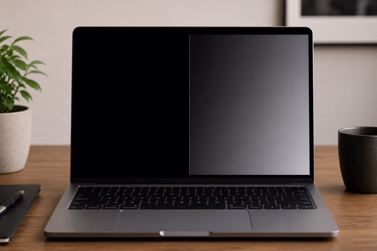 comparison of solid black background and black gradient effect