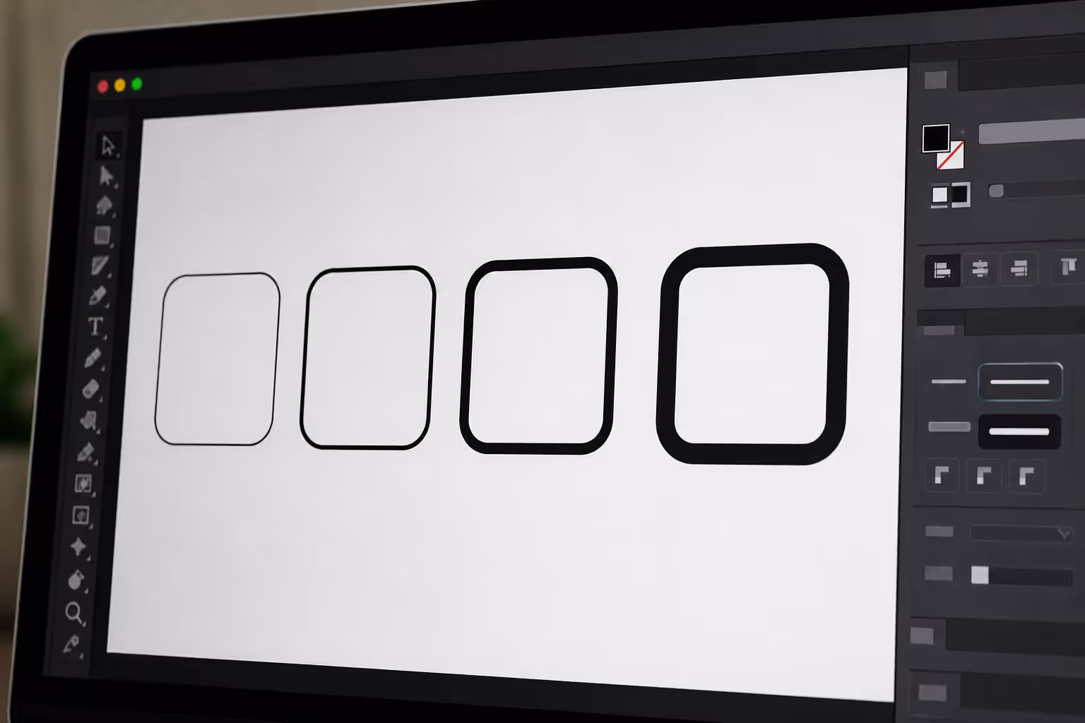 outline and stroke thickness example in vector design software