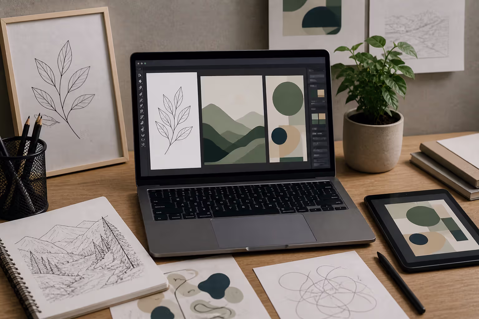 examples of line art vector design and contour drawing styles