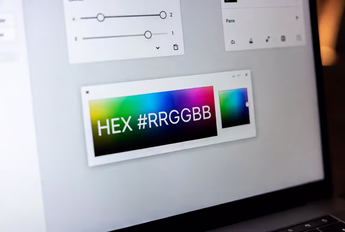 hex color code example with color preview in design interface