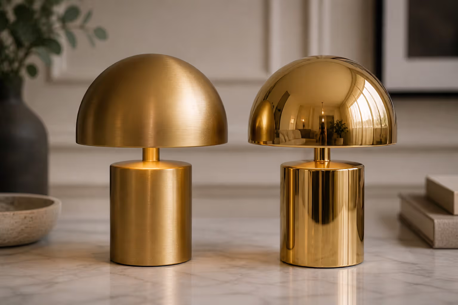 matte vs polished gold finish comparison in interior elements