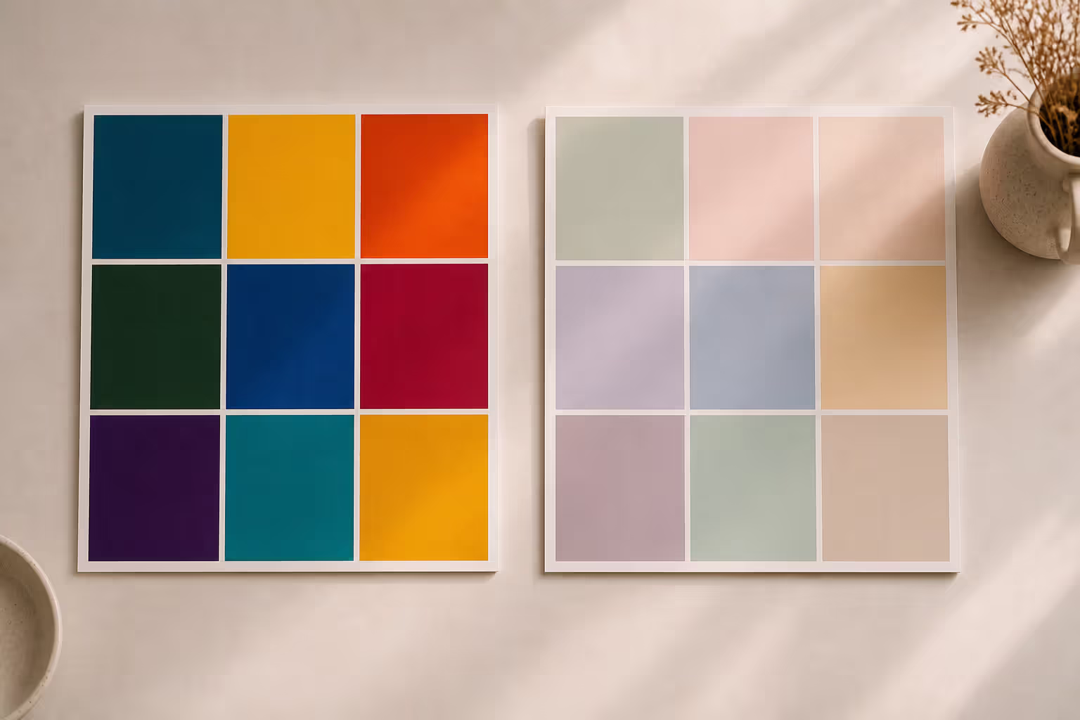 bright versus soft pastel color palette comparison