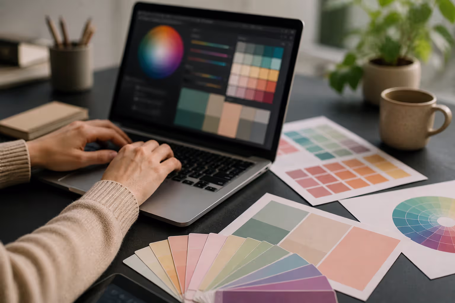 adjusting color palette saturation and tones in design process