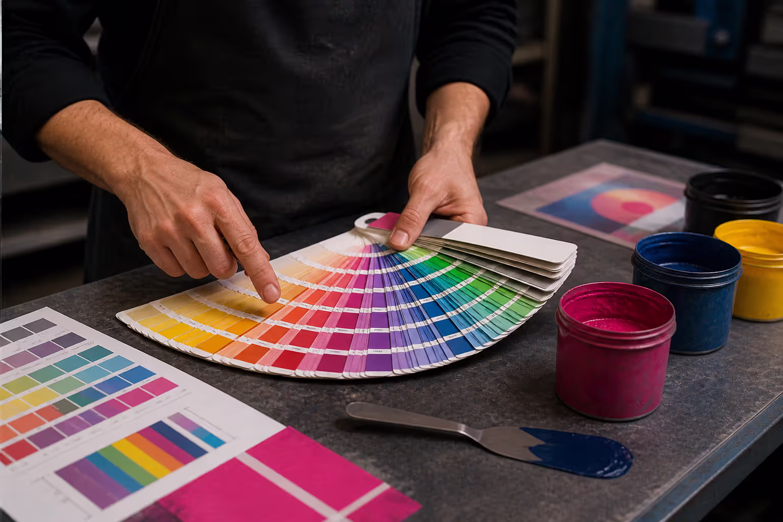 pantone color swatch book used for precise ink matching