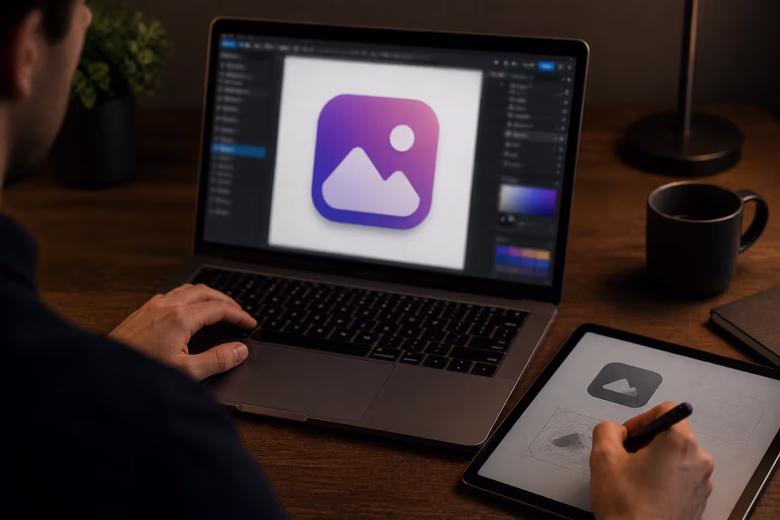 designing rounded square app icon in interface design software