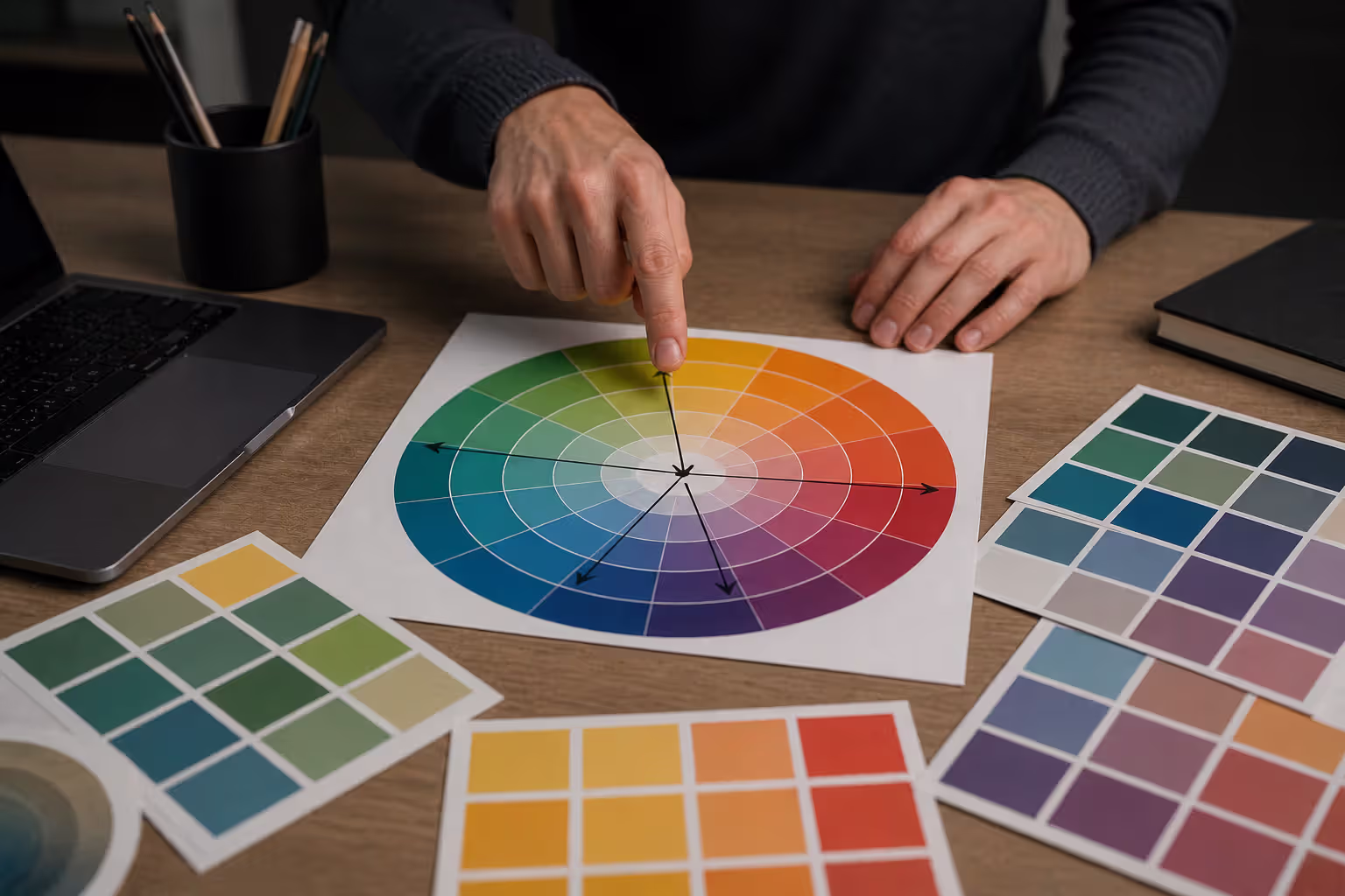 color wheel showing relationships between hues