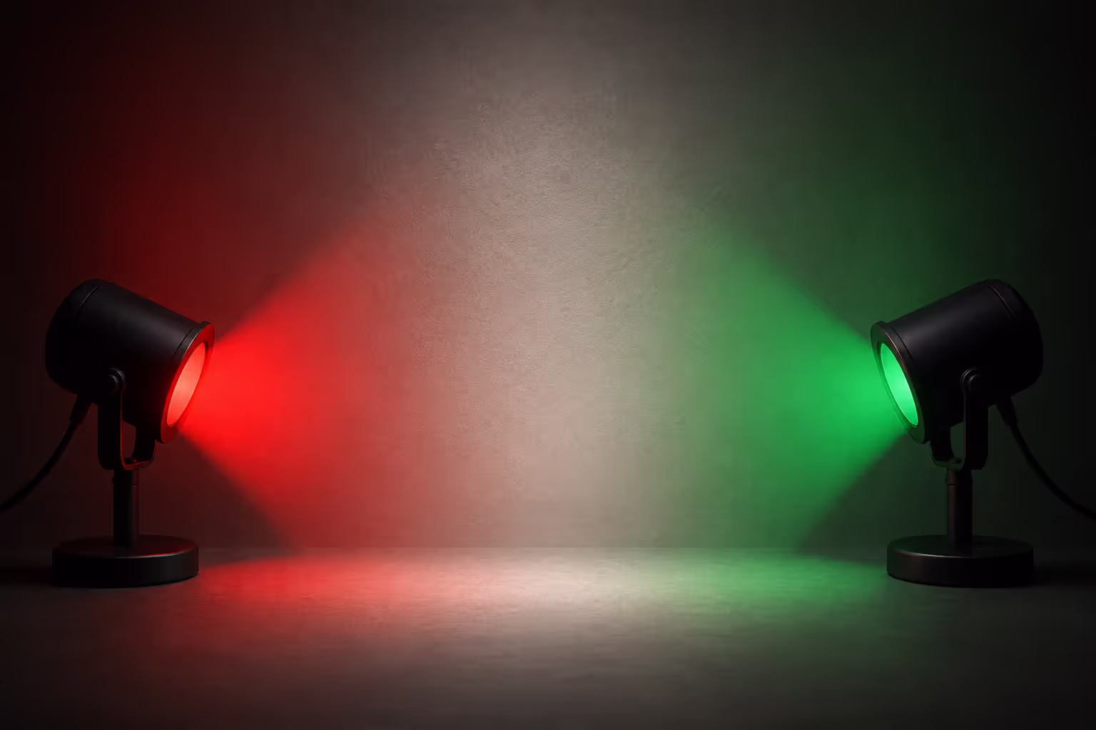 red and green colors neutralizing into balanced tone