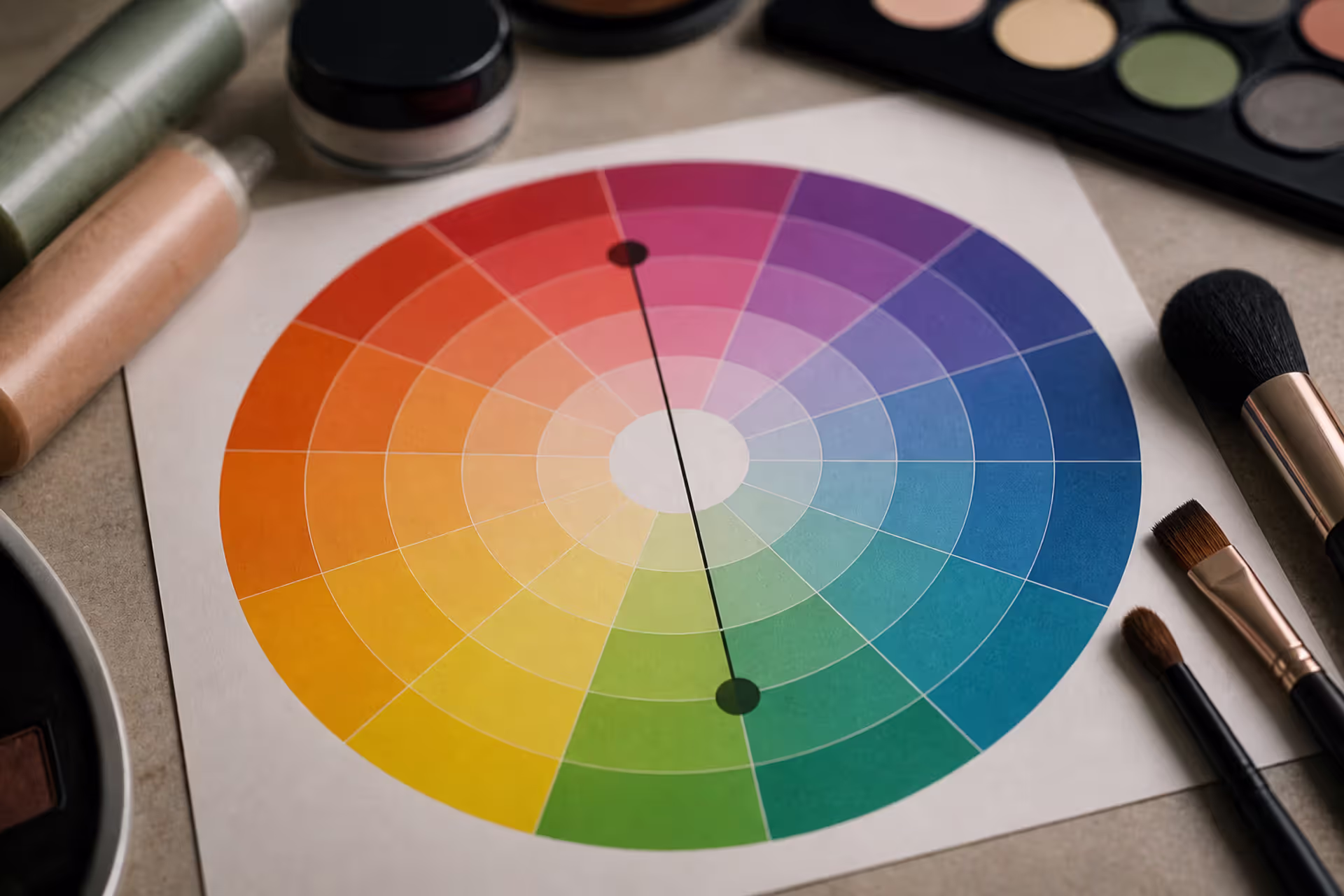 color wheel showing red and green complementary relationship