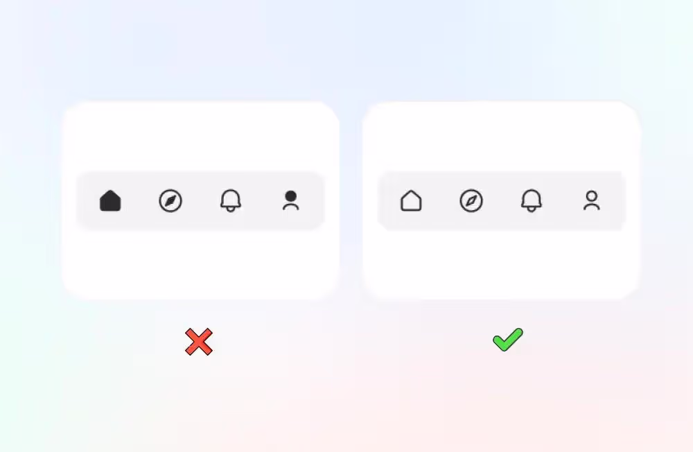 Icons across different screens