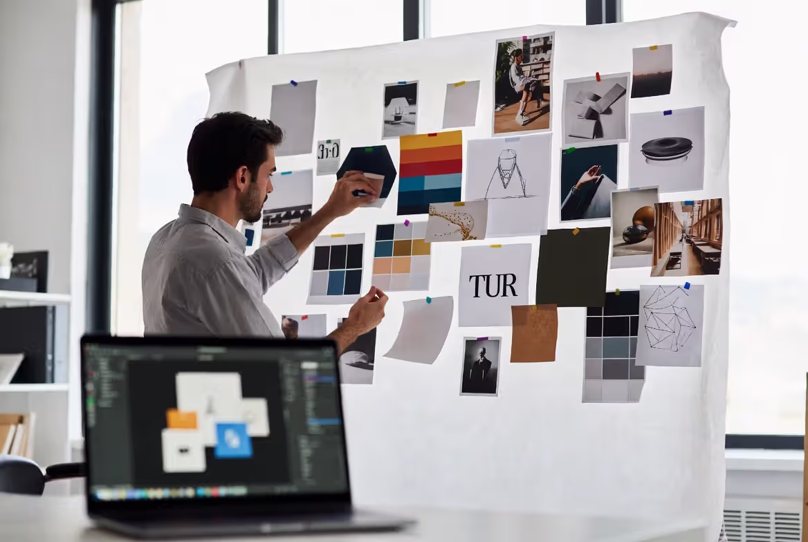 assembling concept board layout with arranged design elements