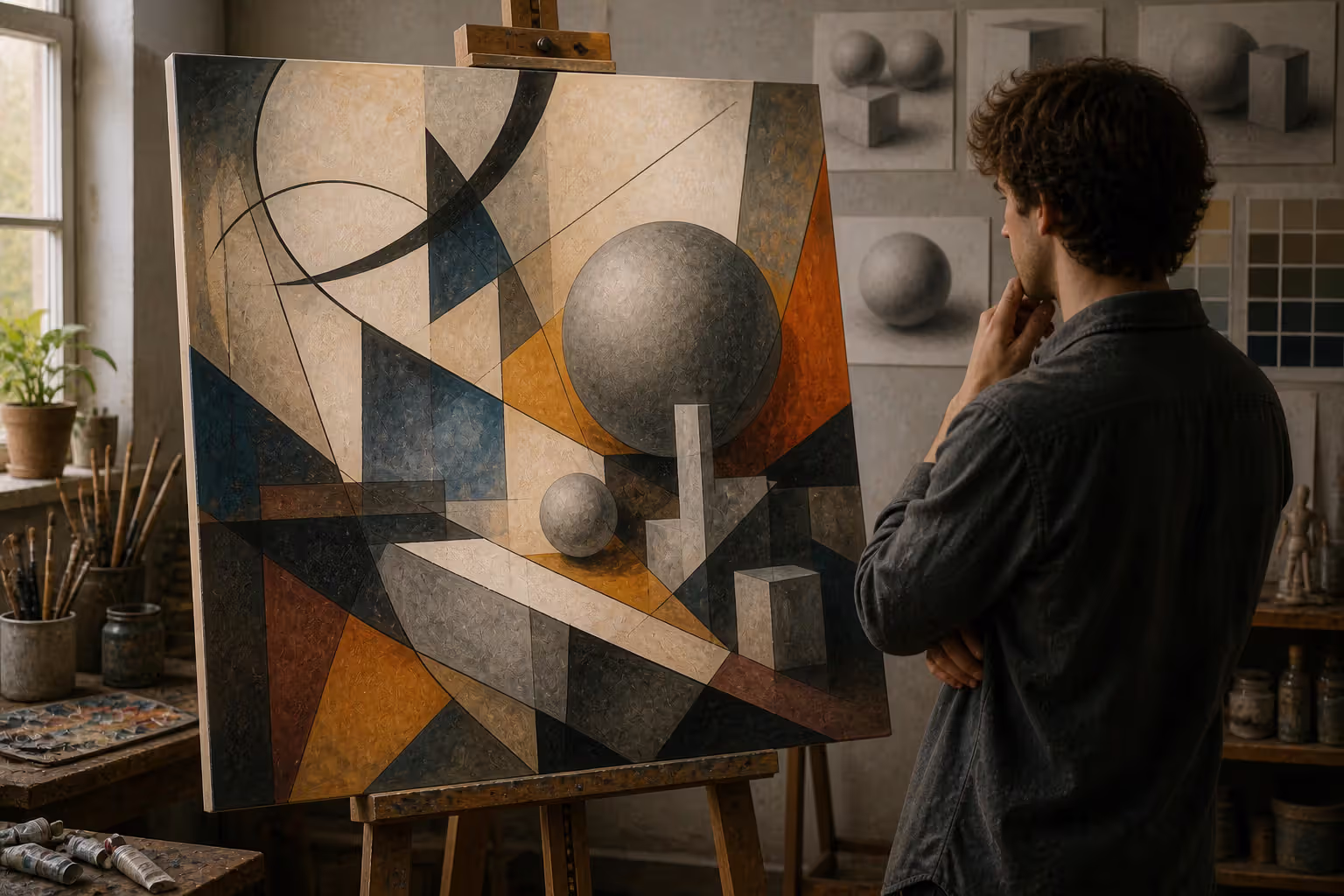 artwork combining line shape form color texture value and space