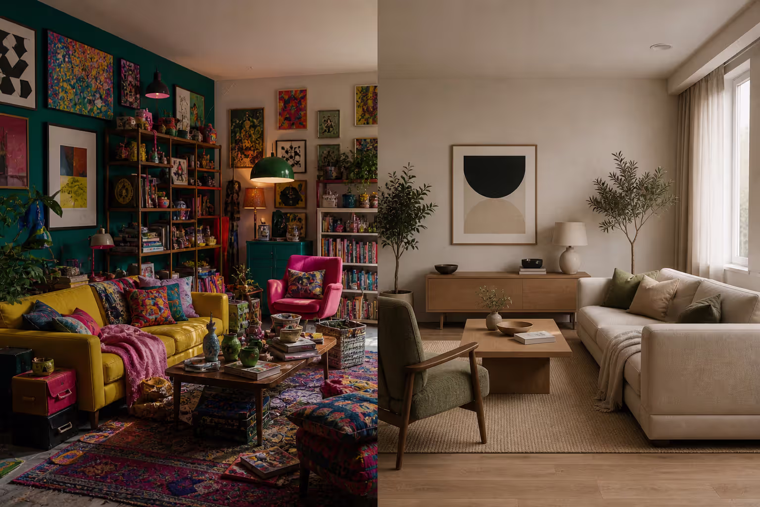 chaotic versus harmonious design comparison side by side