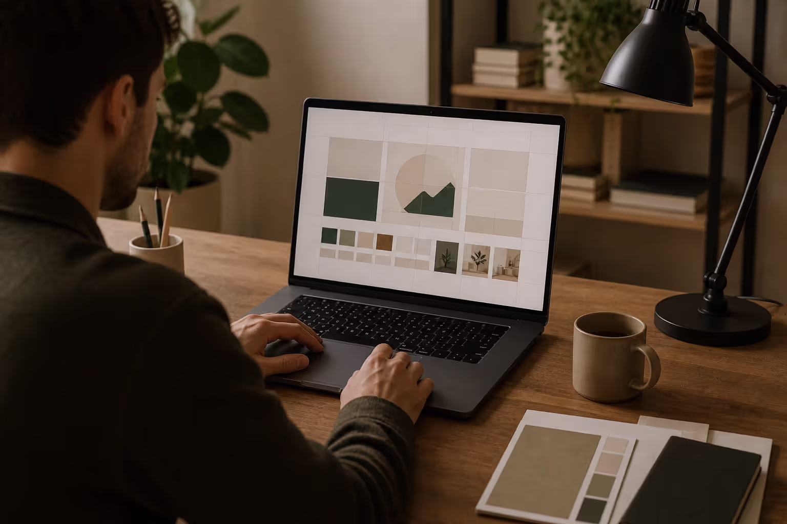 designer adjusting layout using grid and consistent visual system