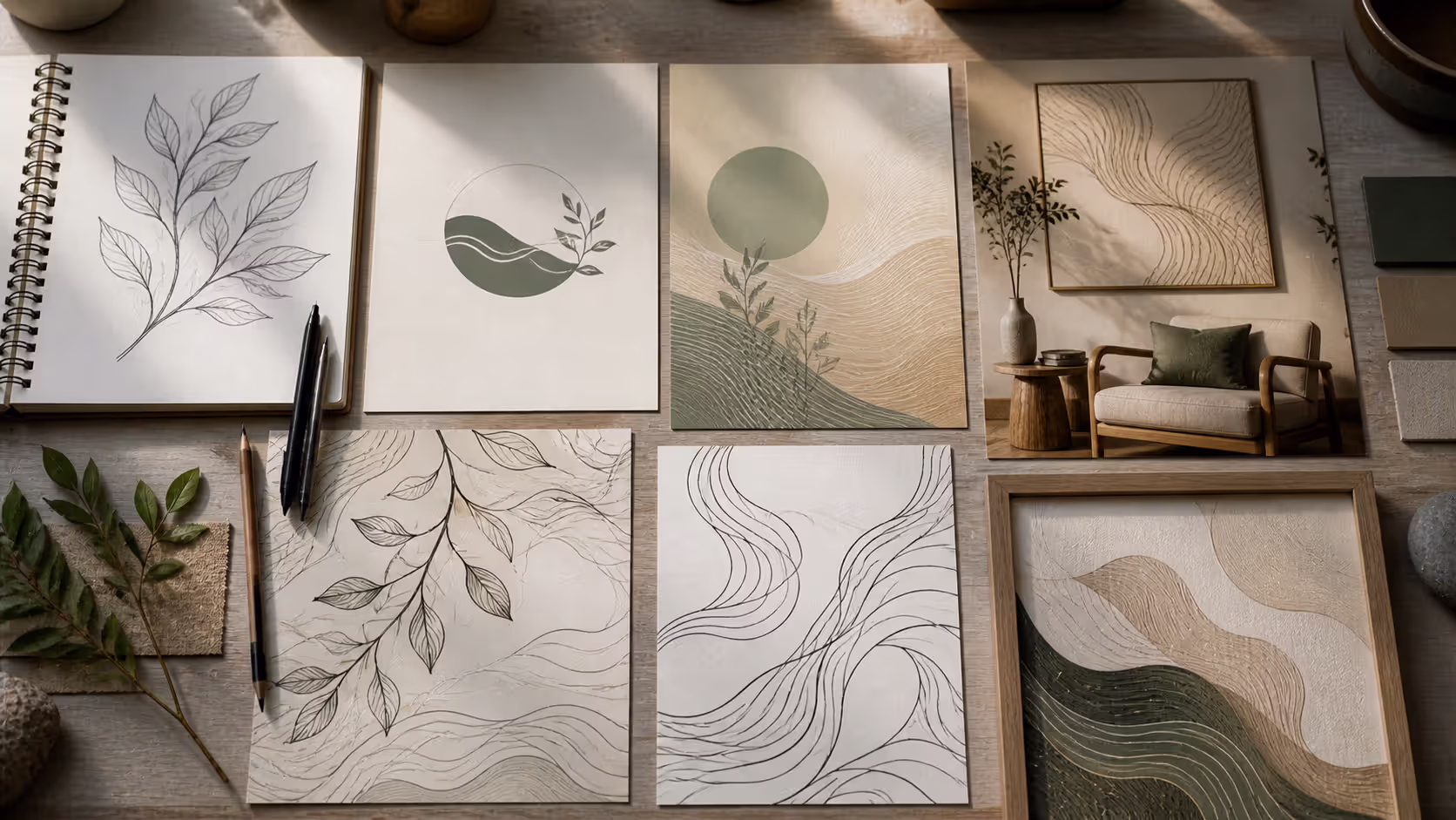 Organic lines across creative media
