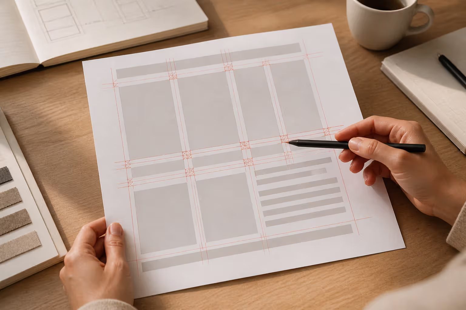 columns rows and modules structure in layout design