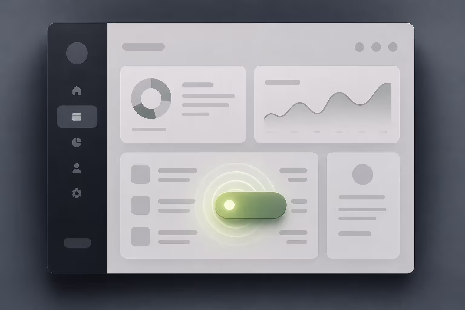 animated UI element drawing attention among static elements