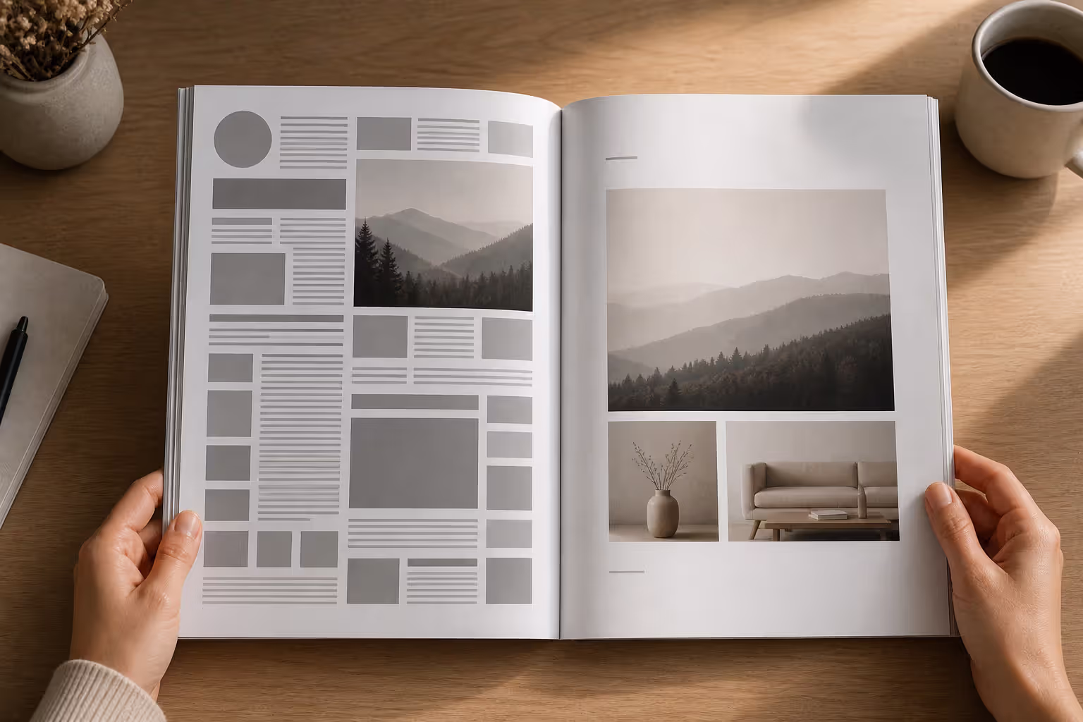 cluttered versus clean one pager layout comparison with white space