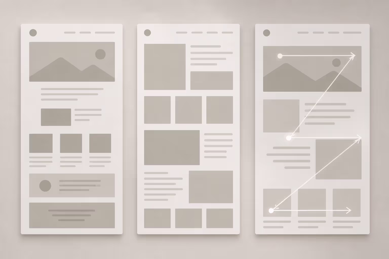 different one pager layout structures including grid and Z pattern