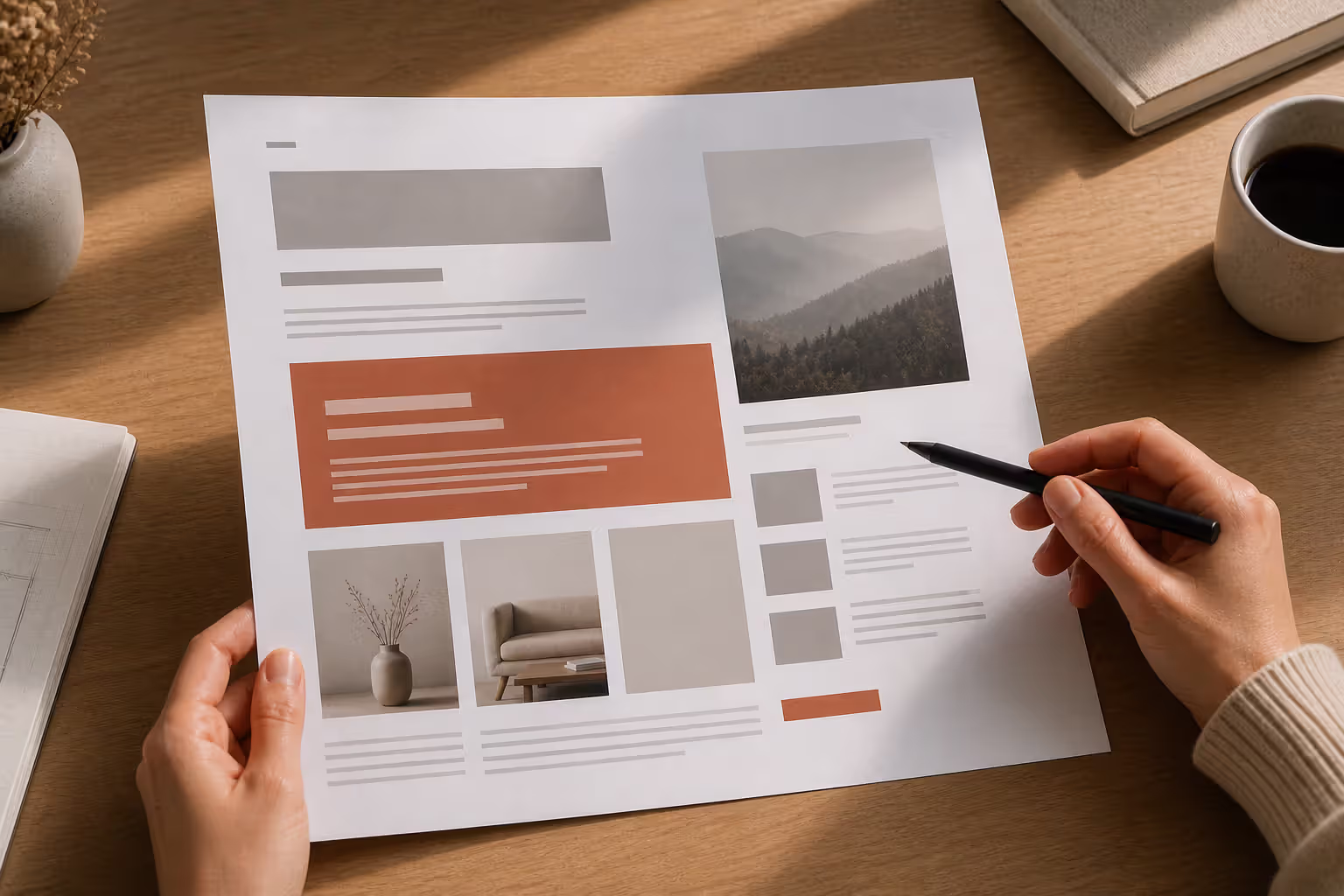 page layout showing clear visual hierarchy with headline and sections