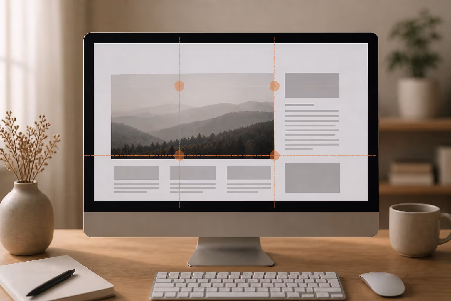 rule of thirds grid applied to layout with focal points