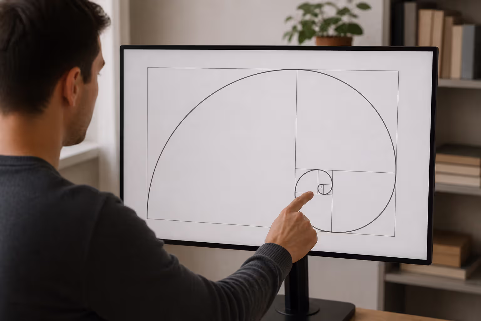 golden ratio spiral applied to rectangular layout