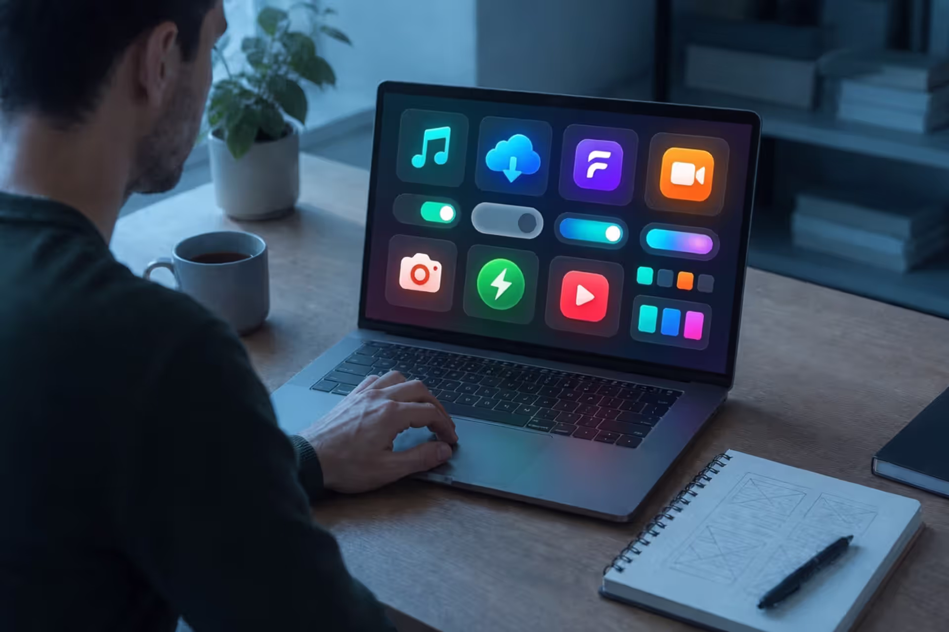 designer analyzing UI layout with grouped elements using spacing